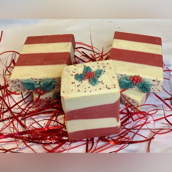 Sold out- Hand Crafted Artisan Holiday Vegan Soap with Soap Holly Attachment - Picture 8 of 10